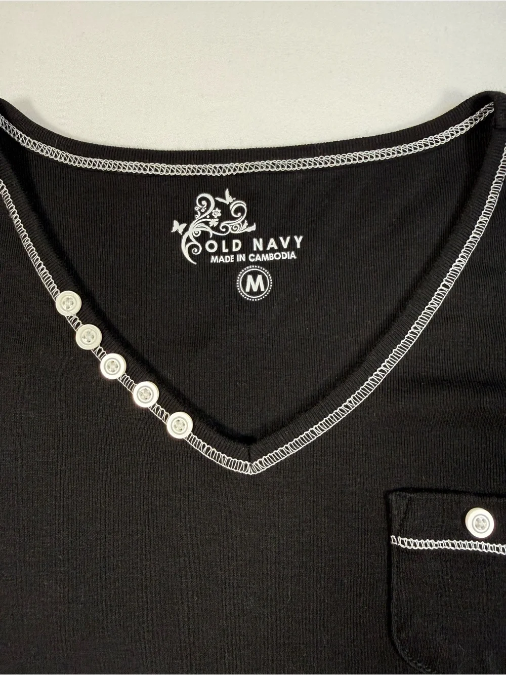 VINTAGE OLD NAVY‎ Girls Y2K Henley M Coquette Mall Goth Indie Sleaze Emo Grunge